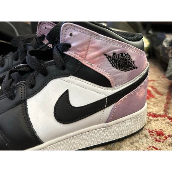 Nike Air Jordan 1 Black & White Mid Lace Up Athletic Sneaker Shoes Size 6.5 - Picture 10 of 12